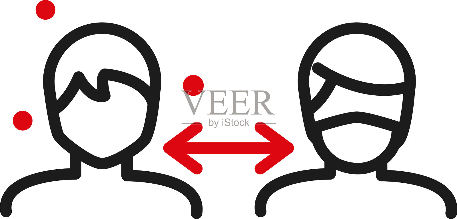 男人之间的社交距离采用双色风格设计元素图片