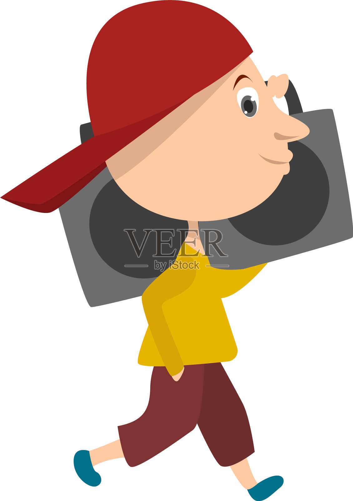 白色背景下放着音乐的男孩设计元素图片