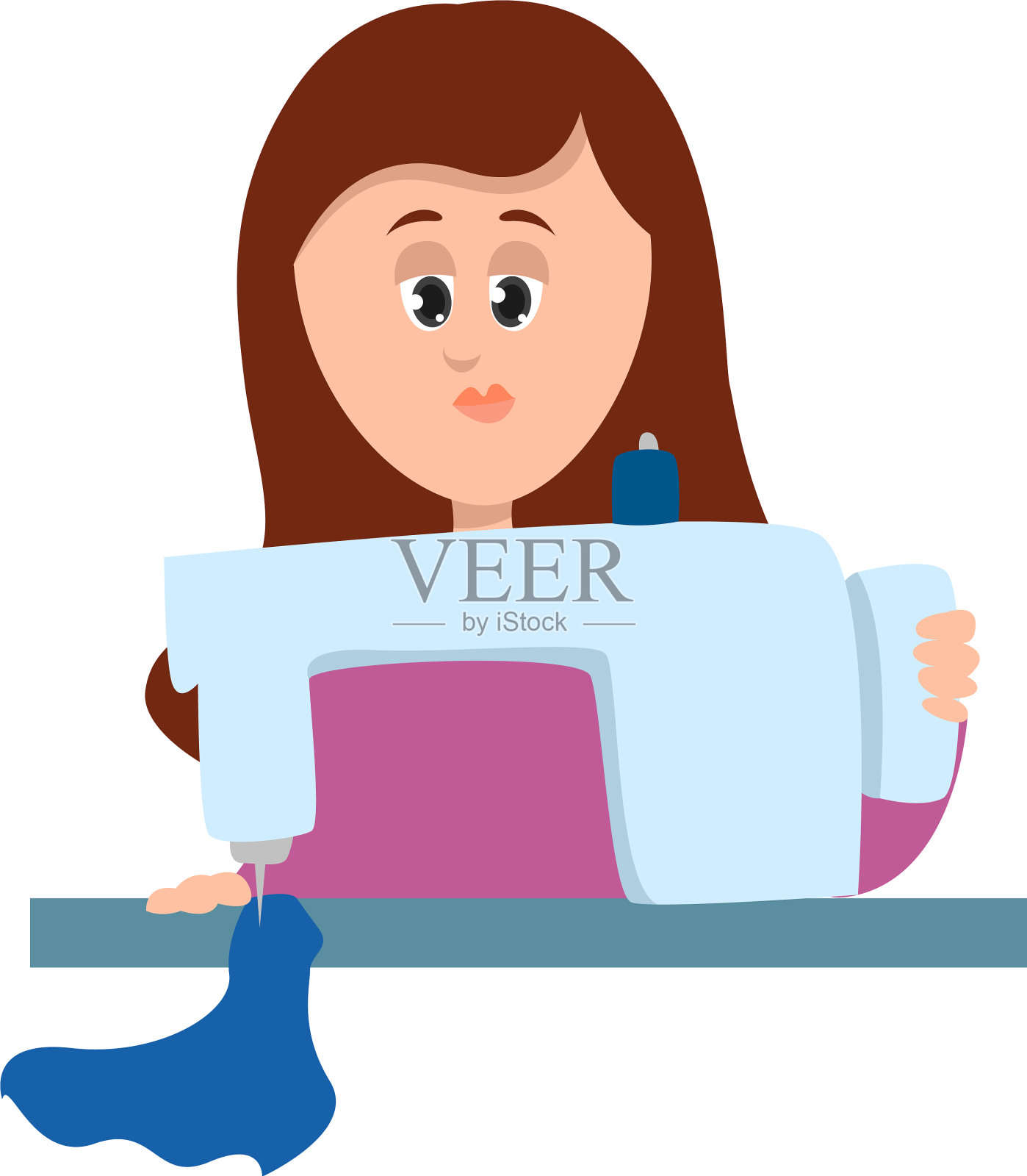 女裁缝在白色的背景设计元素图片