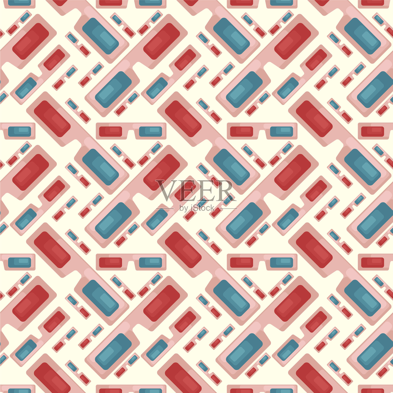 3d眼镜图案上的白色背景插画图片素材