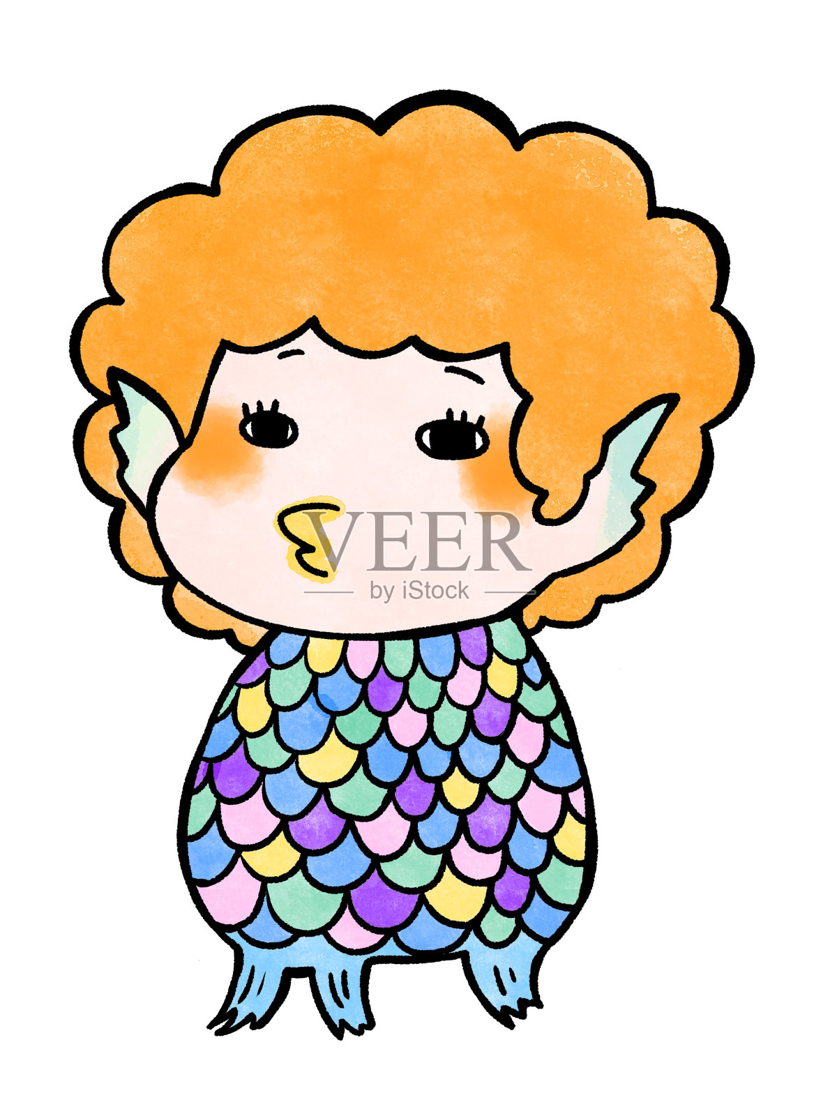 不同发型的可爱阿玛比(日本youkai)插画图片素材