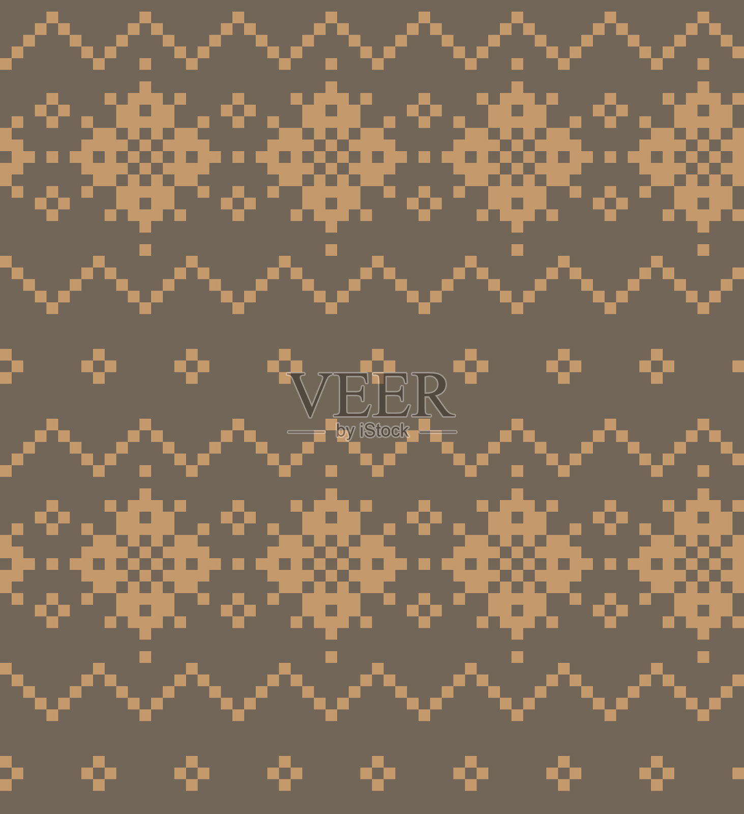 棕色圣诞集市岛无缝图案插画图片素材