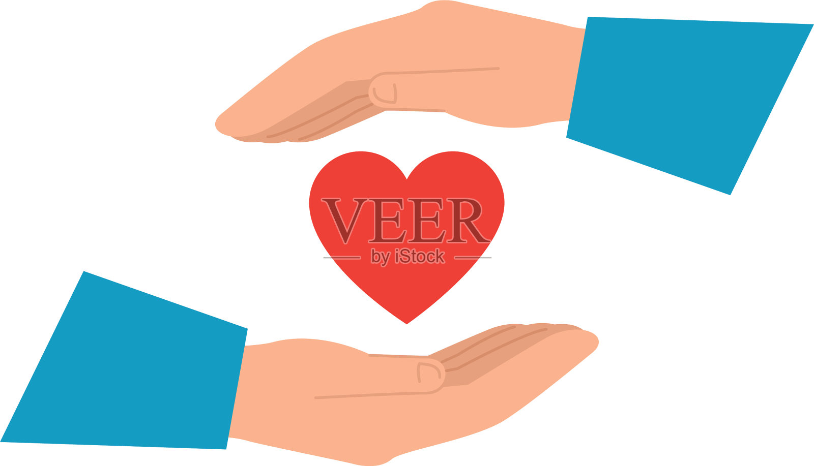 手牵手象征着爱的心形设计元素图片