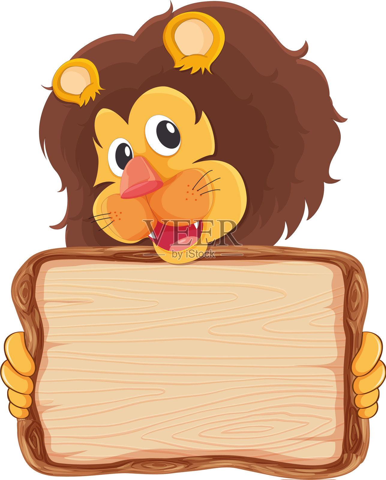 板模板与可爱的狮子在白色的背景设计元素图片