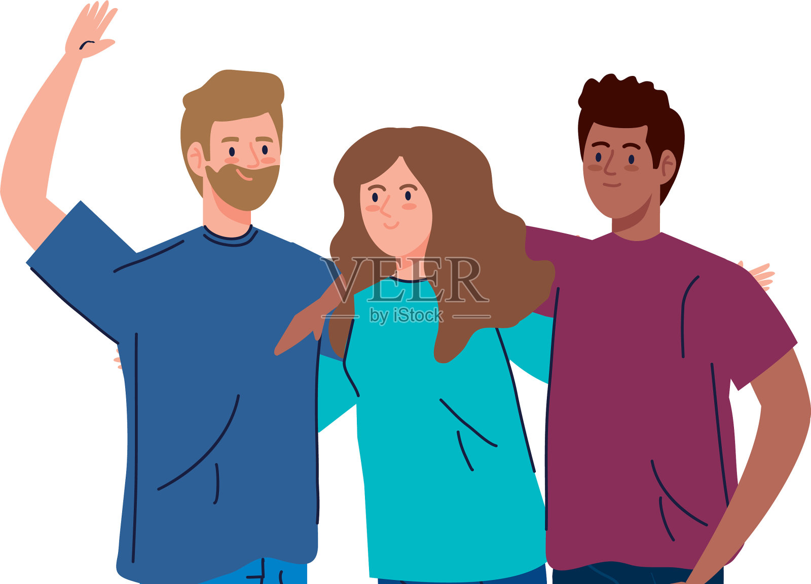 男人和女人在一起幸福的人幸福插画图片素材