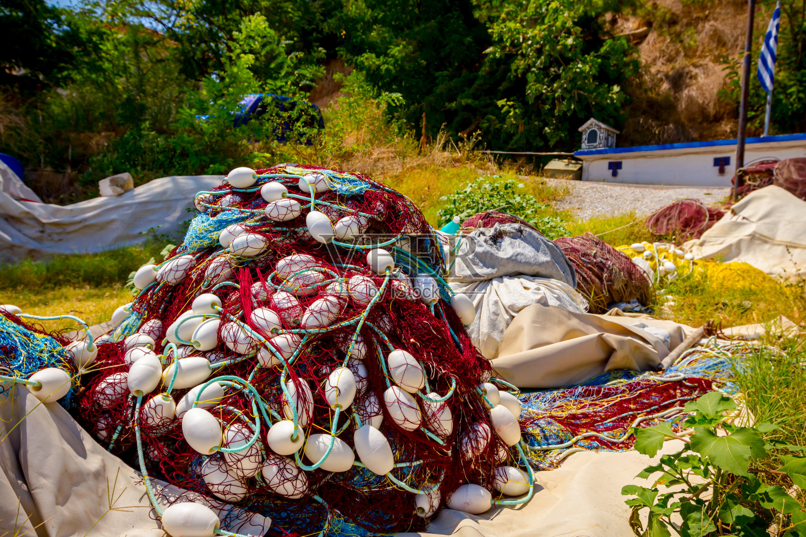 一堆商业渔网照片摄影图片