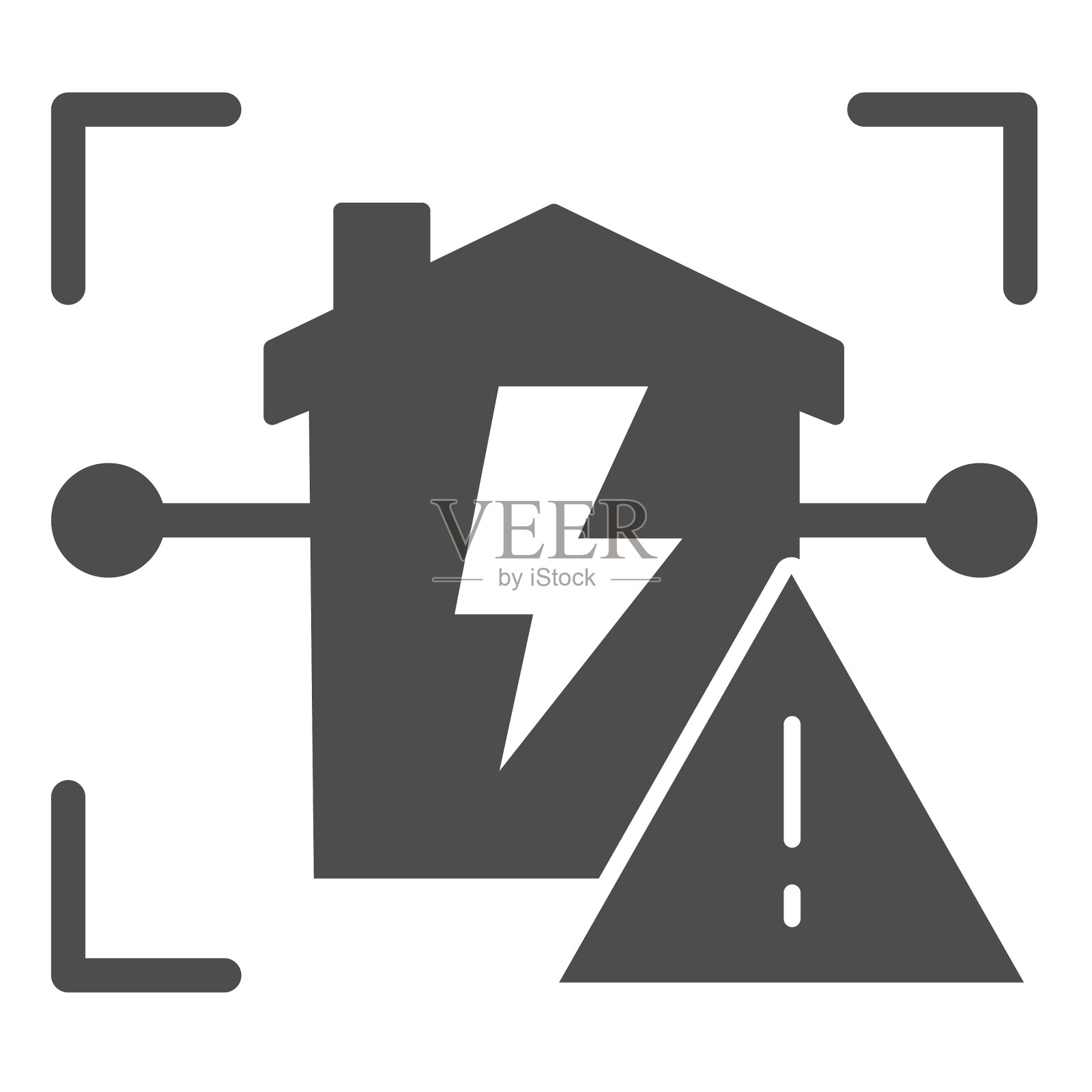 电气面板在室内警告固体图标智能插画图片素材