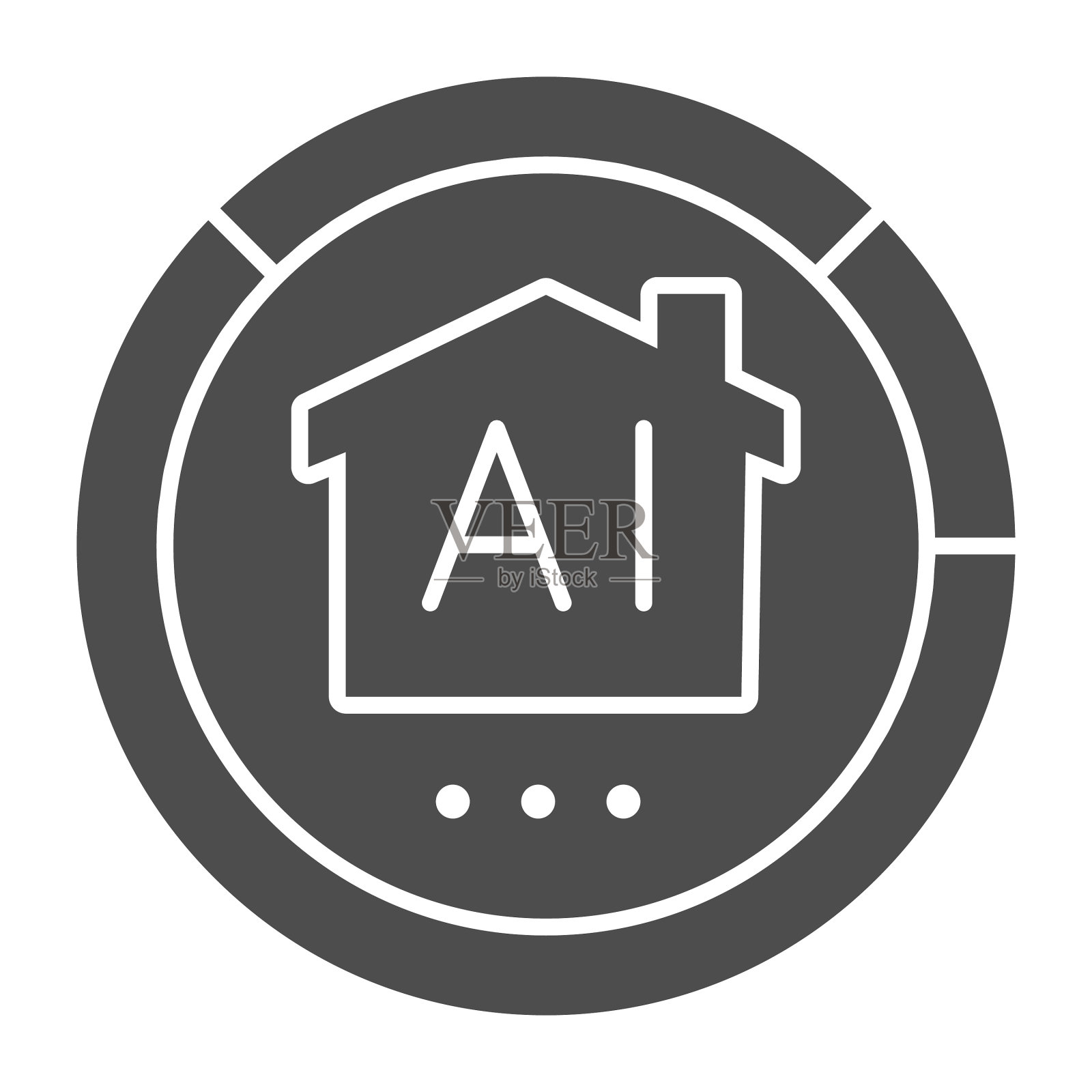 人工智能房子在饼图实心插画图片素材