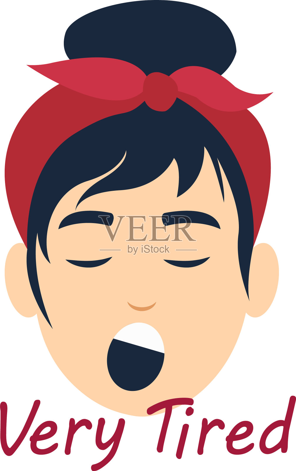 女孩在白色的背景上很累插画图片素材