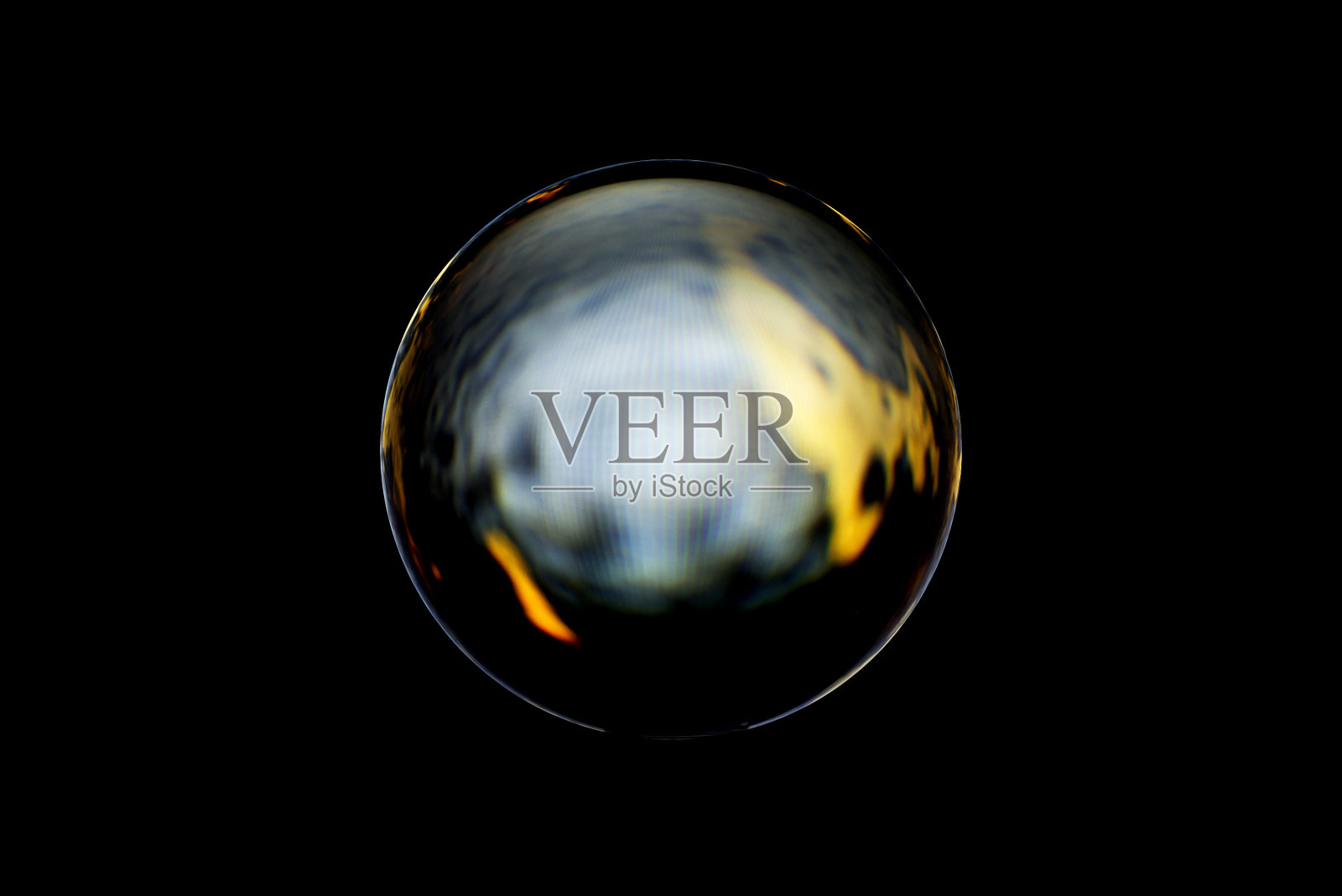 在黑色背景上具有模糊图案的抽象球体。模糊的抽象圆。照片摄影图片