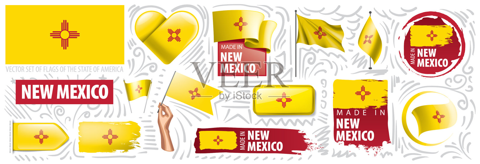 设置旗帜美国州新图标素材