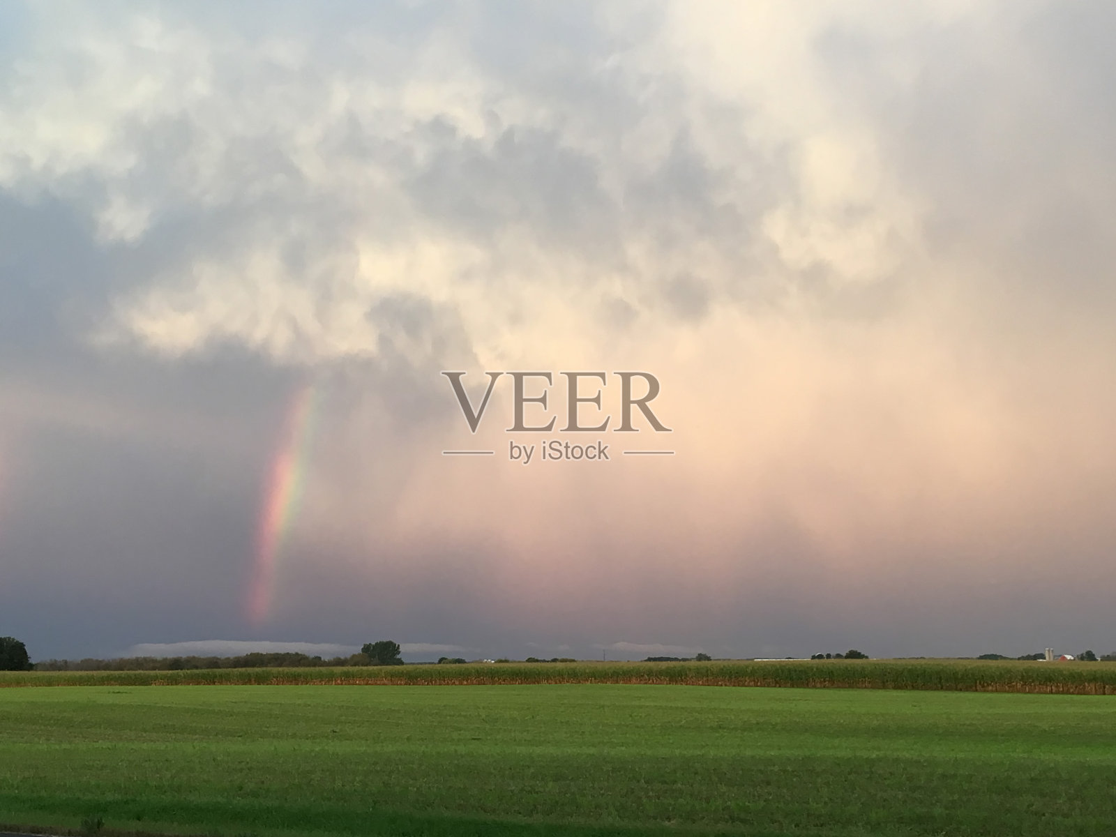 农田上的彩虹照片摄影图片