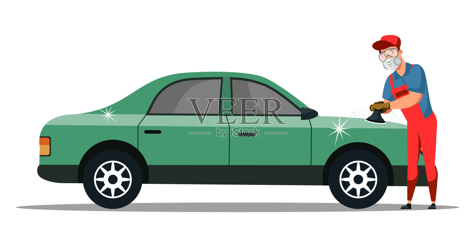 汽车抛光或汽车维修店设计元素图片