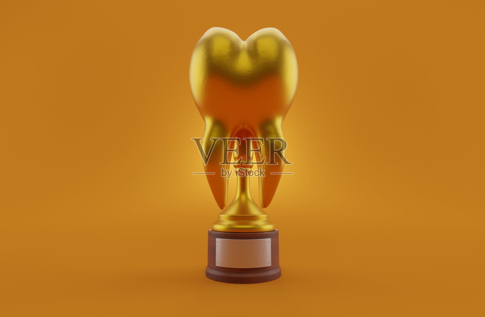 牙齿黄金奖杯照片摄影图片
