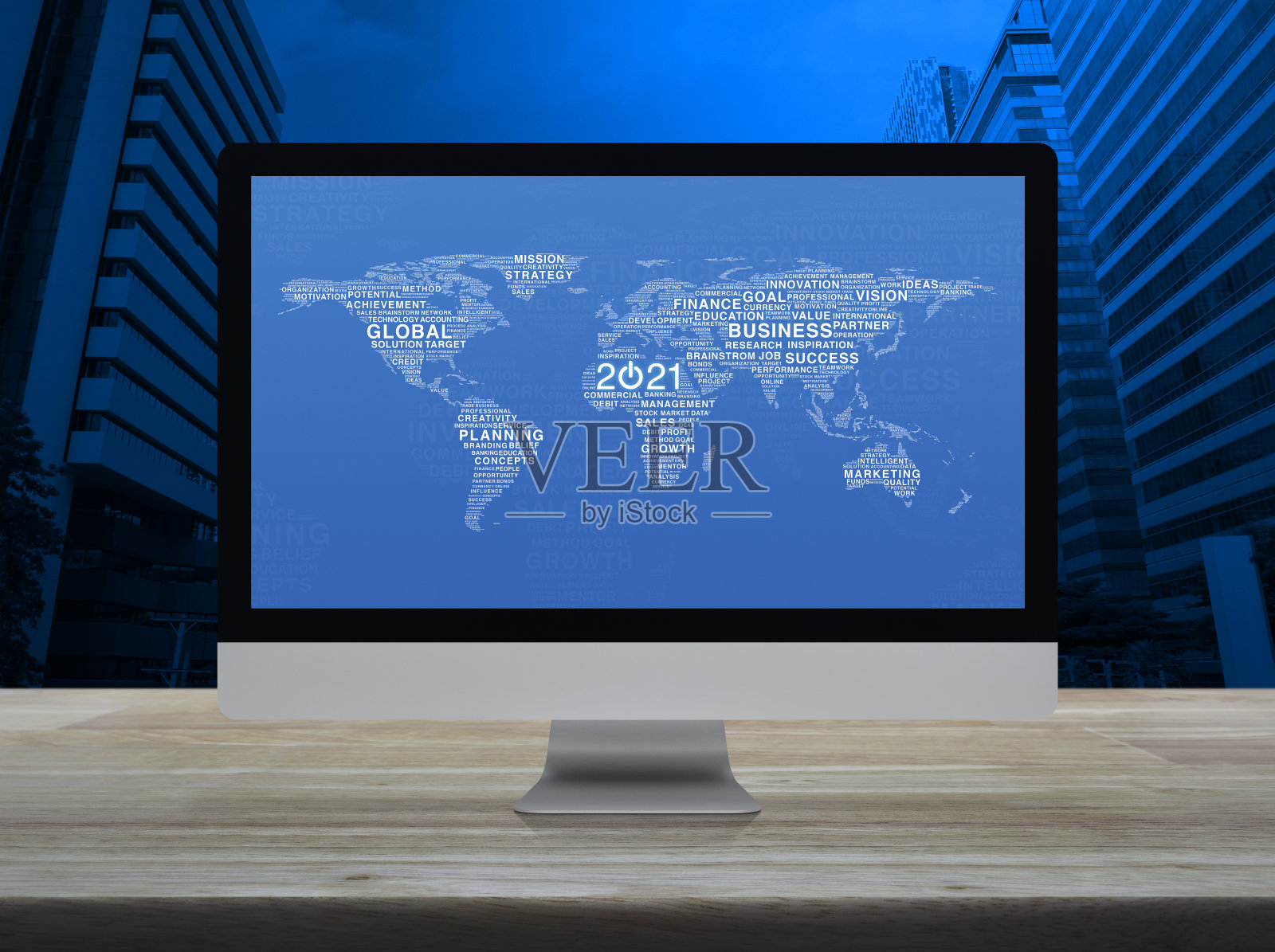 2021年新年快乐，全球商业启动概念，这张照片的元素由美国宇航局提供照片摄影图片