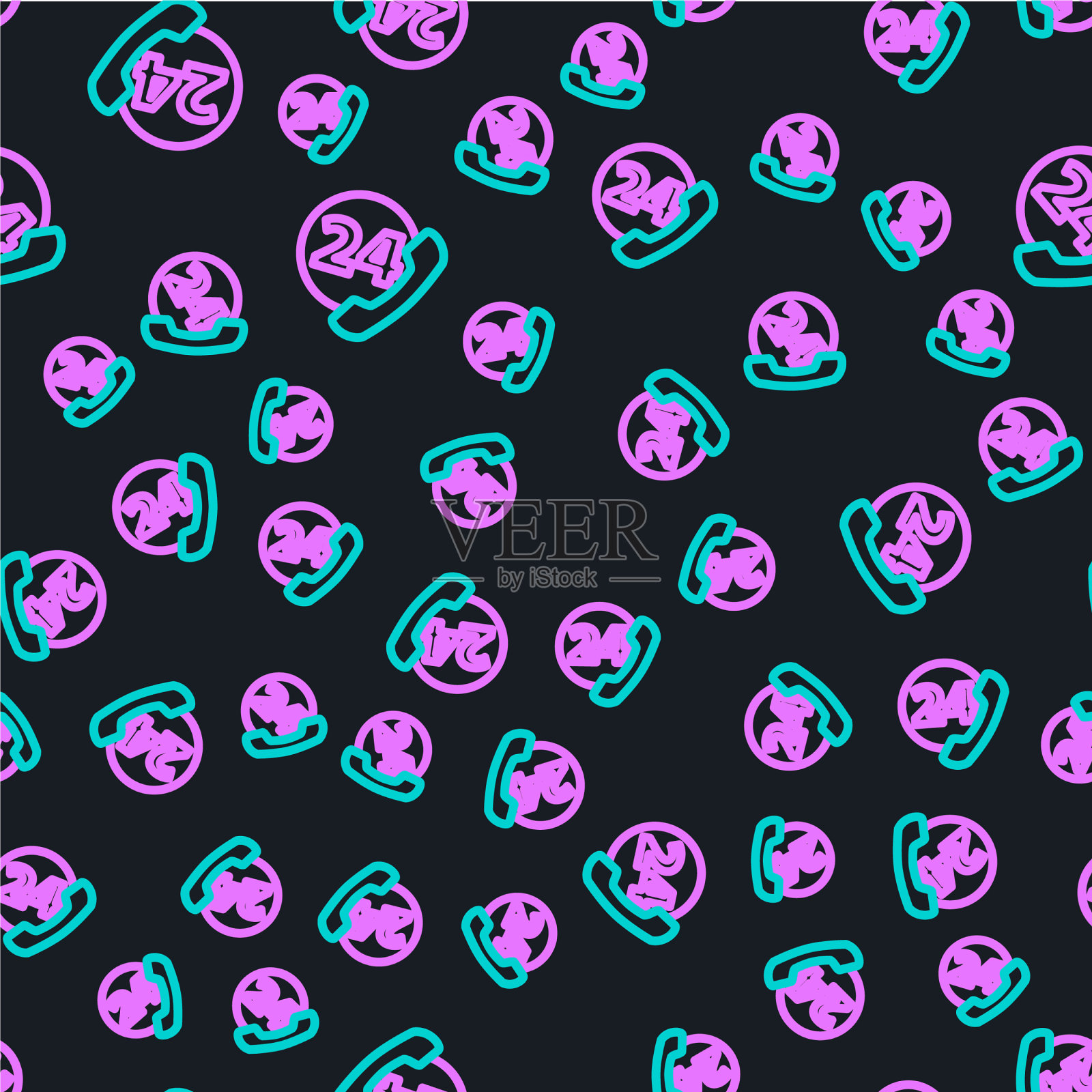 线路电话24小时支持图标隔离插画图片素材