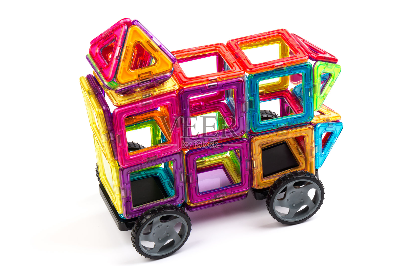 儿童玩具磁性设计师，孤立在白色背景。特写镜头照片摄影图片