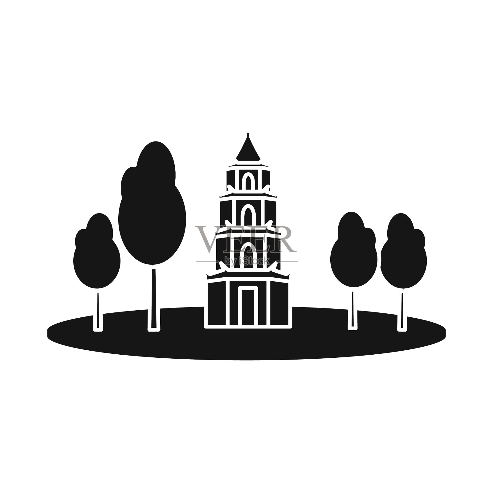 塔和越南标志设置图标素材