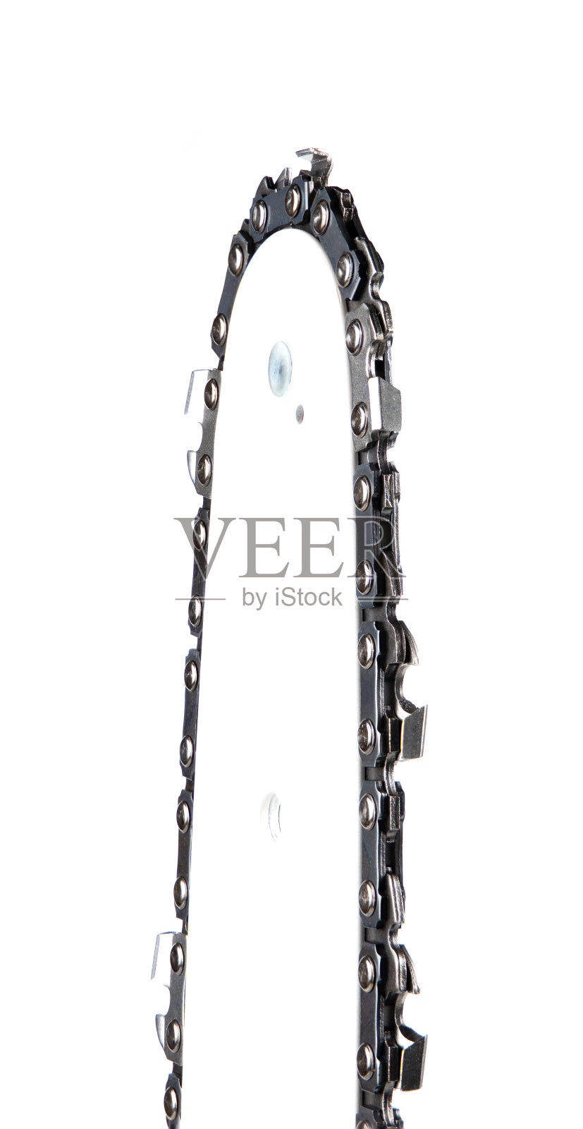 导向杆链锯锯齿。照片摄影图片