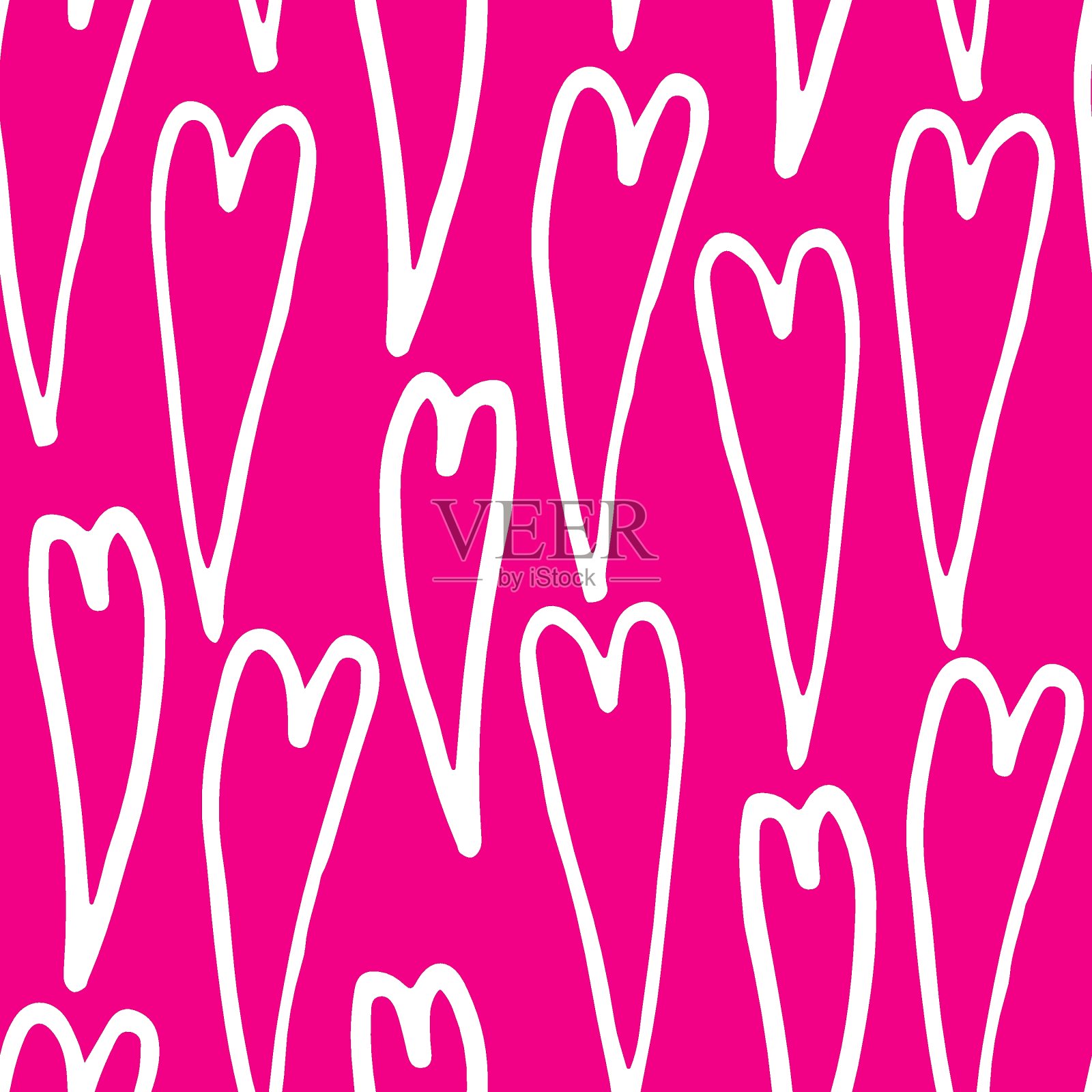 无缝图案轮廓心插画图片素材