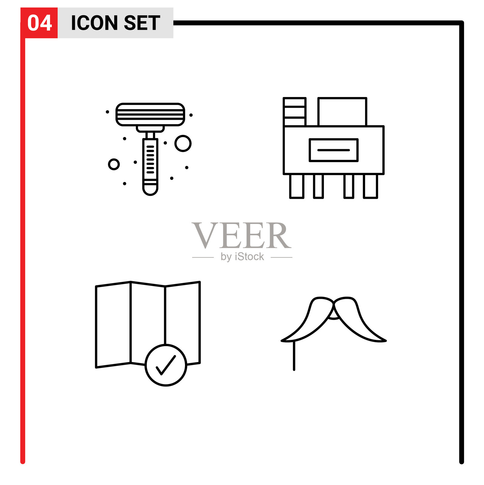 现代设置4填充线平色和插画图片素材