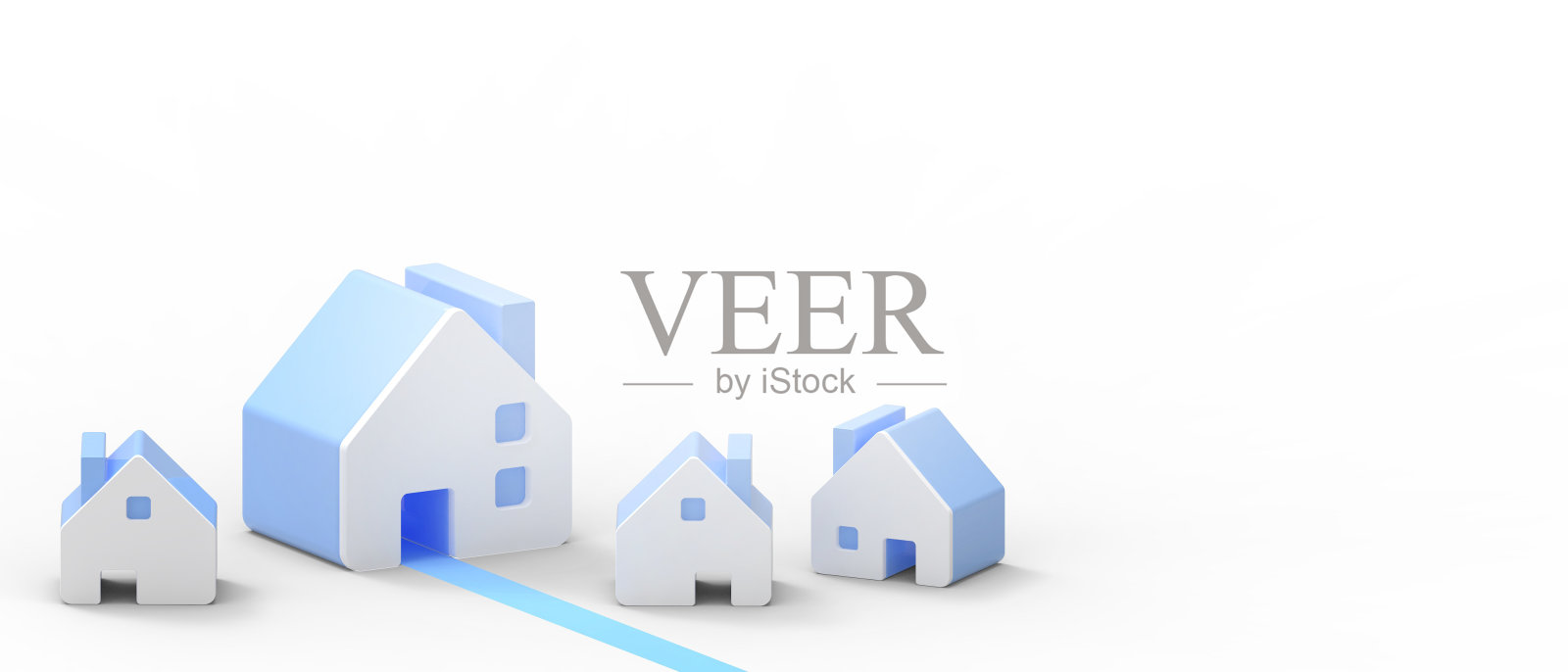 Paper Housing and Concept for property industry ladder。抵押和房地产投资和复制空间隔离在白色背景- 3d渲染照片摄影图片