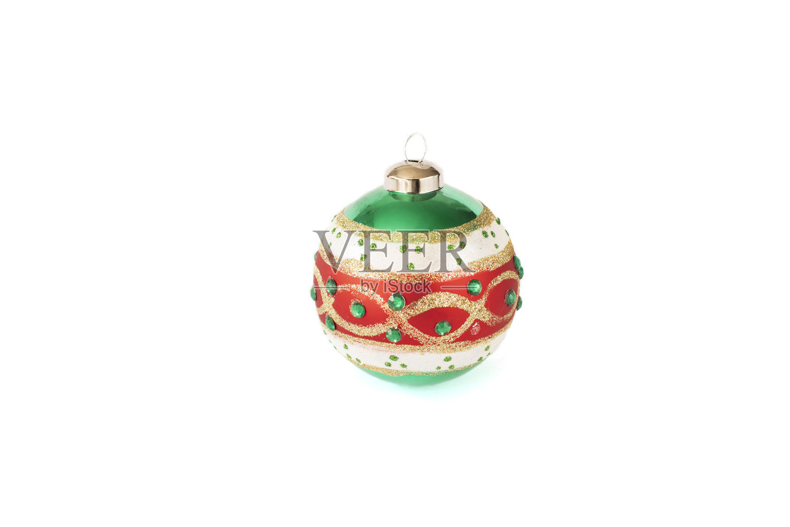 彩色圣诞球孤立在白色照片摄影图片