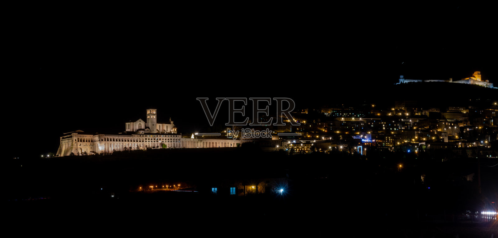 阿西西，翁布里亚，佩鲁贾，旧金山大教堂。上教堂。视图照片摄影图片