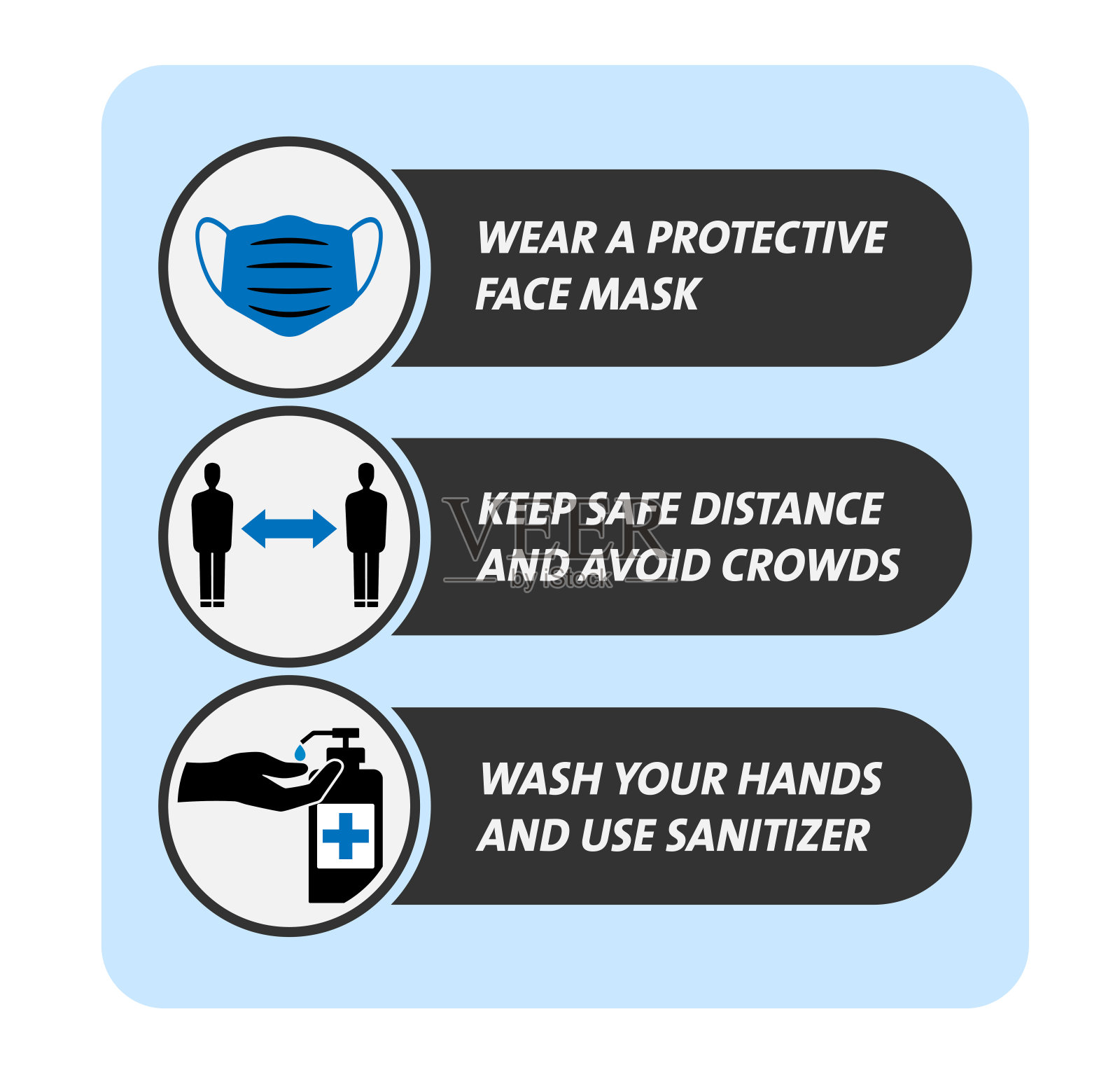 COVID-19冠状病毒安全措施和预警标志插画图片素材