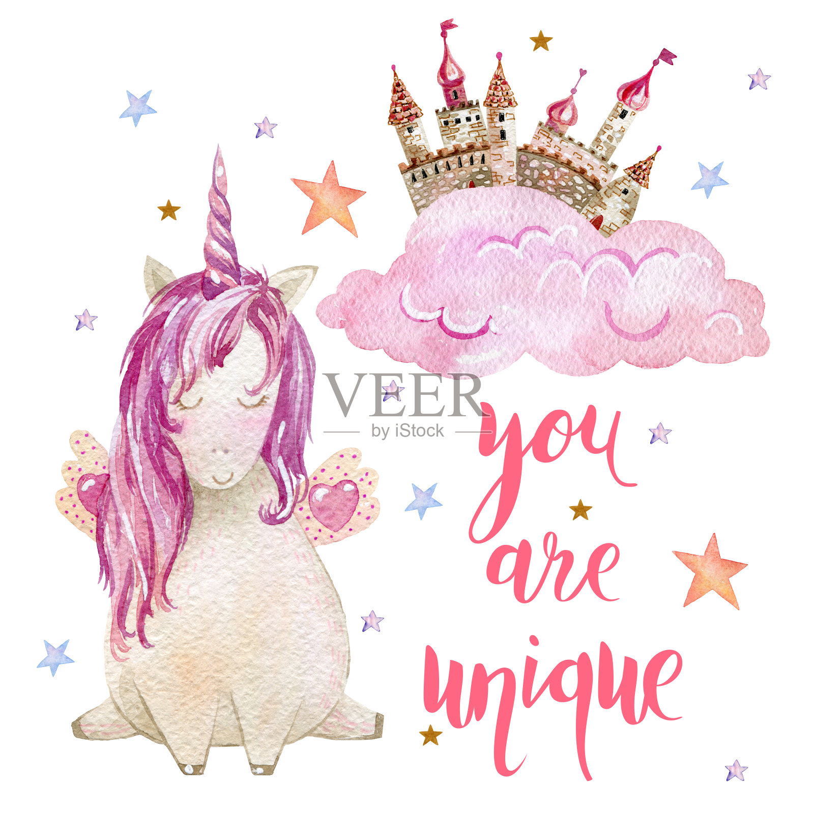 神奇可爱的独角兽插画图片素材