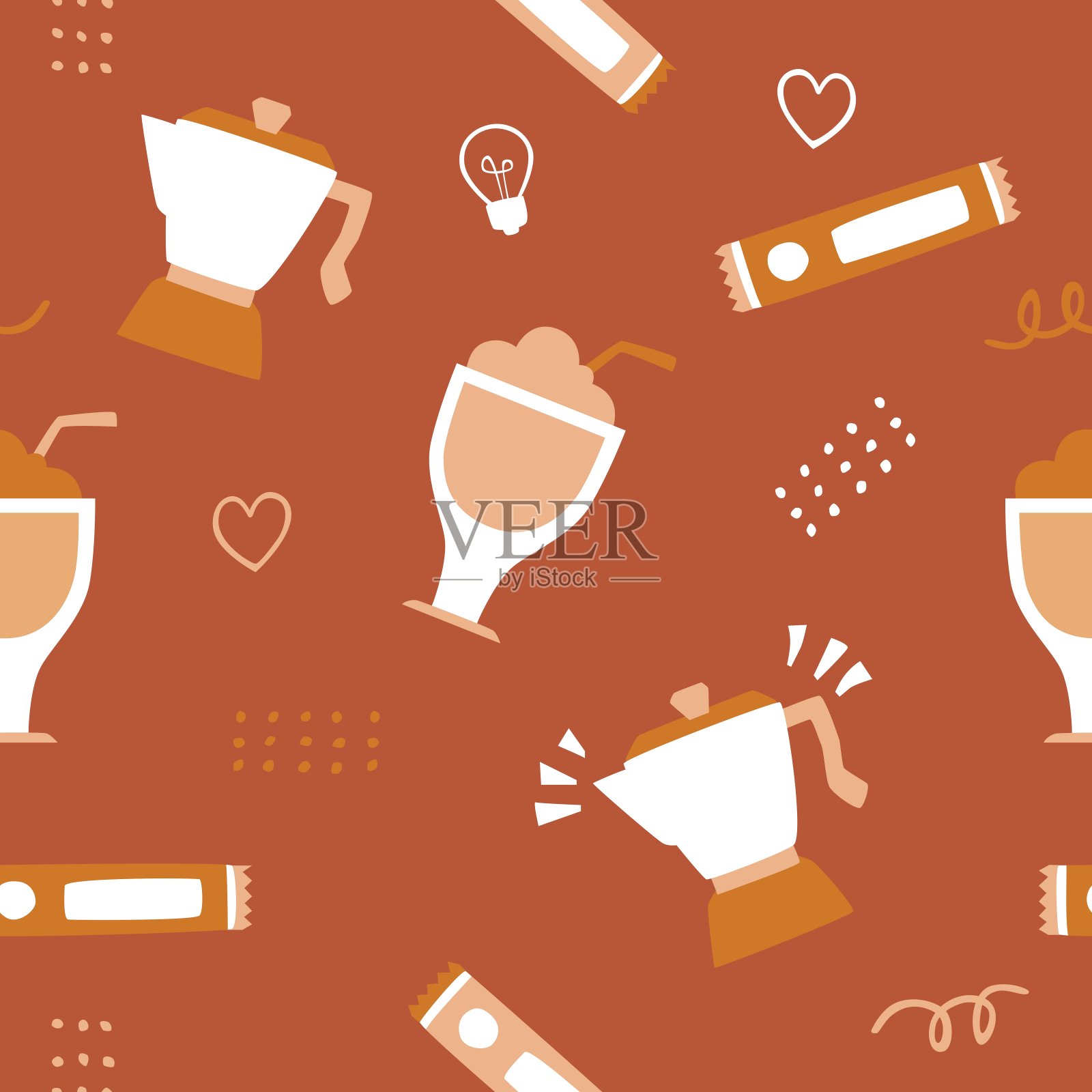 咖啡无缝模式的背景矢量图标说明插画图片素材