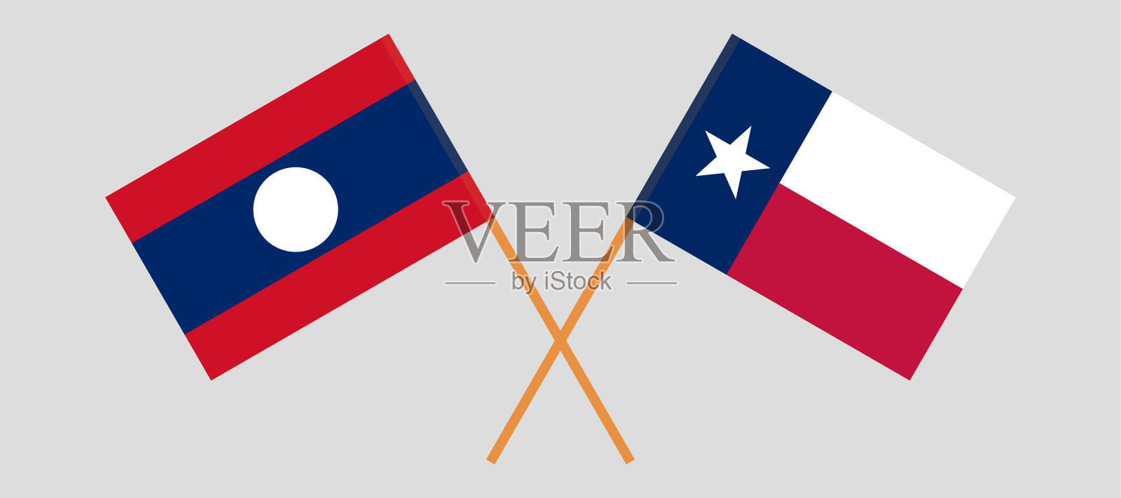 德克萨斯州和老挝的交叉旗帜插画图片素材