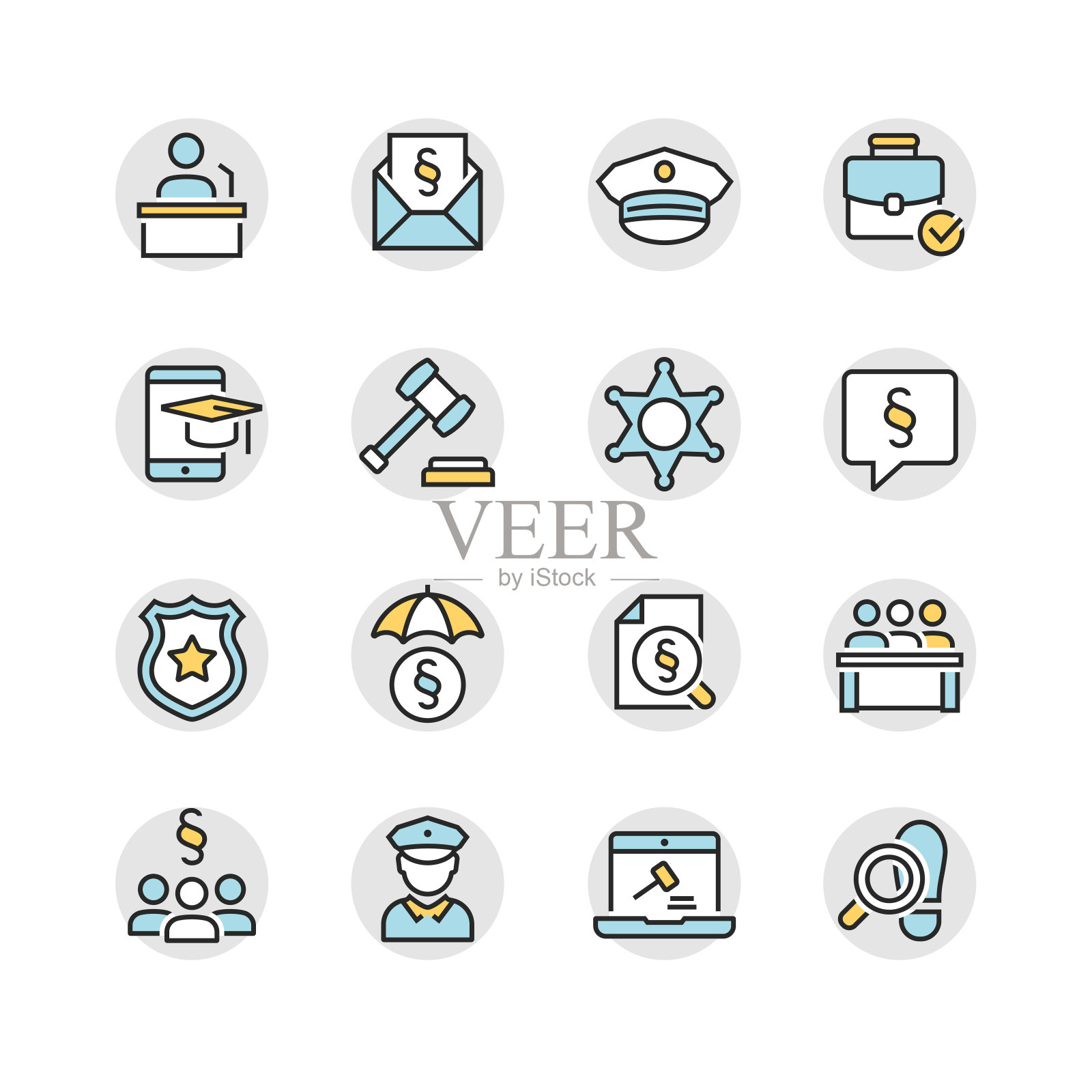 法律和秩序线性向量图标集图标素材