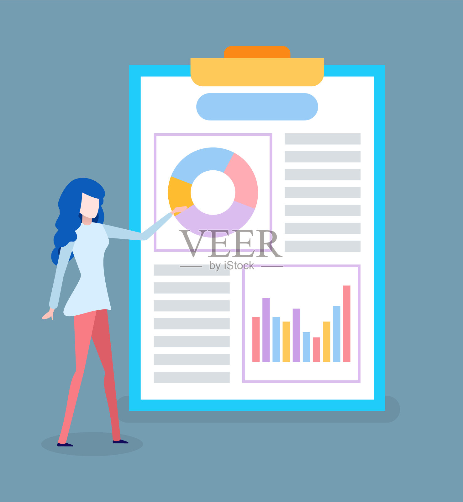 介绍女商人，信息图板插画图片素材