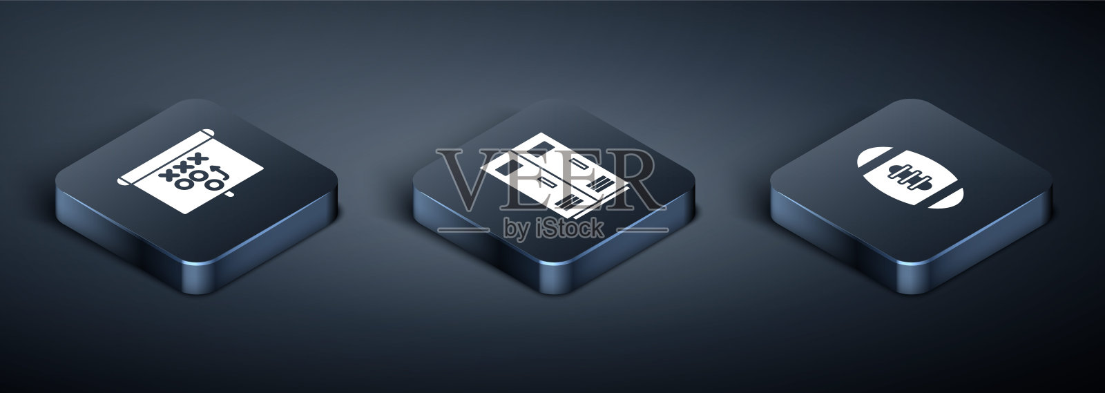 设置等距规划战略概念，美式足球和更衣室或足球，篮球队或工人图标。向量图标素材