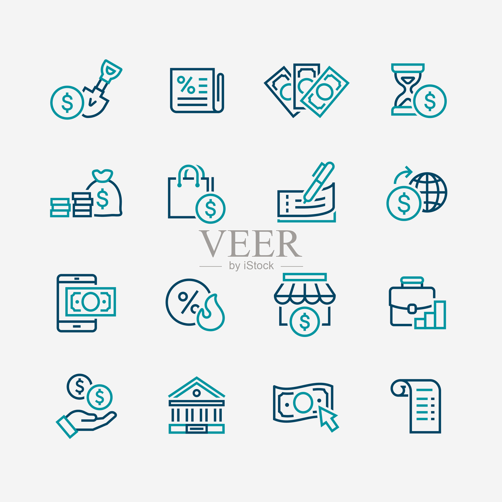 商业和金融网站图标集图标素材