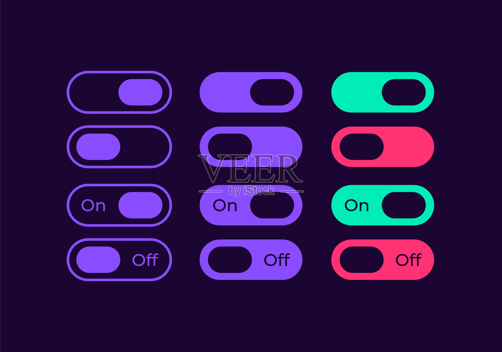 切换滑块的媒体UI元素工具包插画图片素材