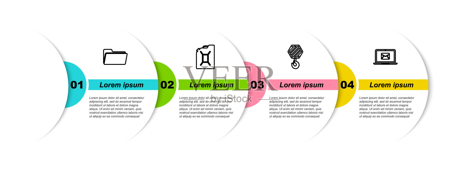 集线文件夹，汽油罐，工业挂钩和笔记本电脑与信封。业务信息模板。向量设计模板素材