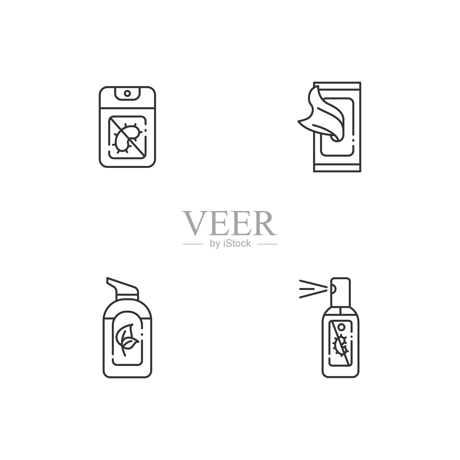 抗菌洗手液线性图标设置图标素材