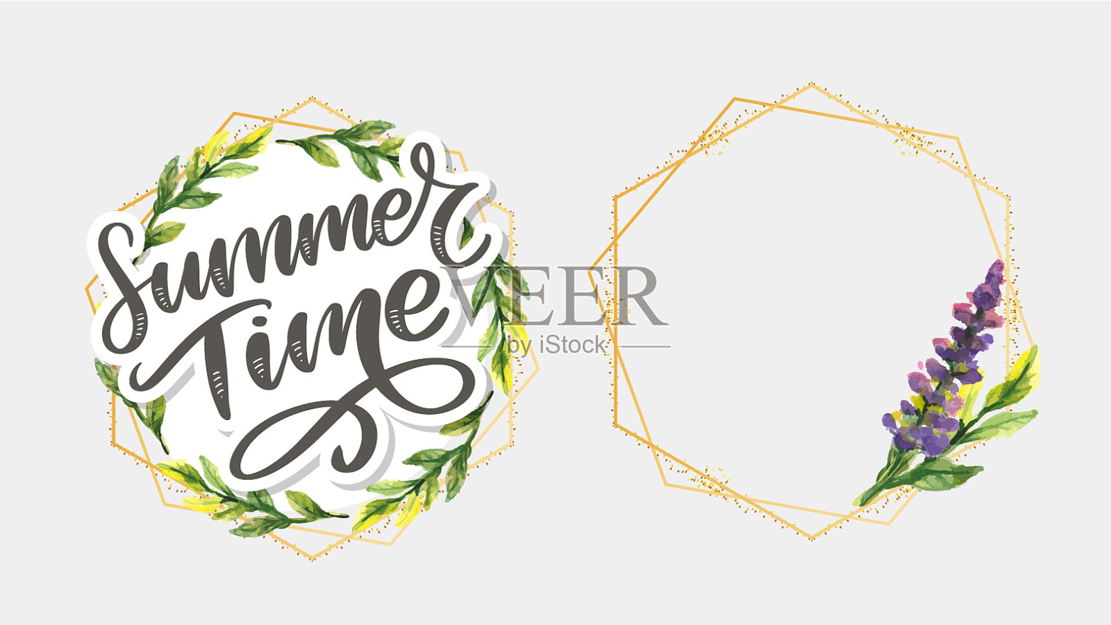 绿色的夏季信花在现代风格插画图片素材