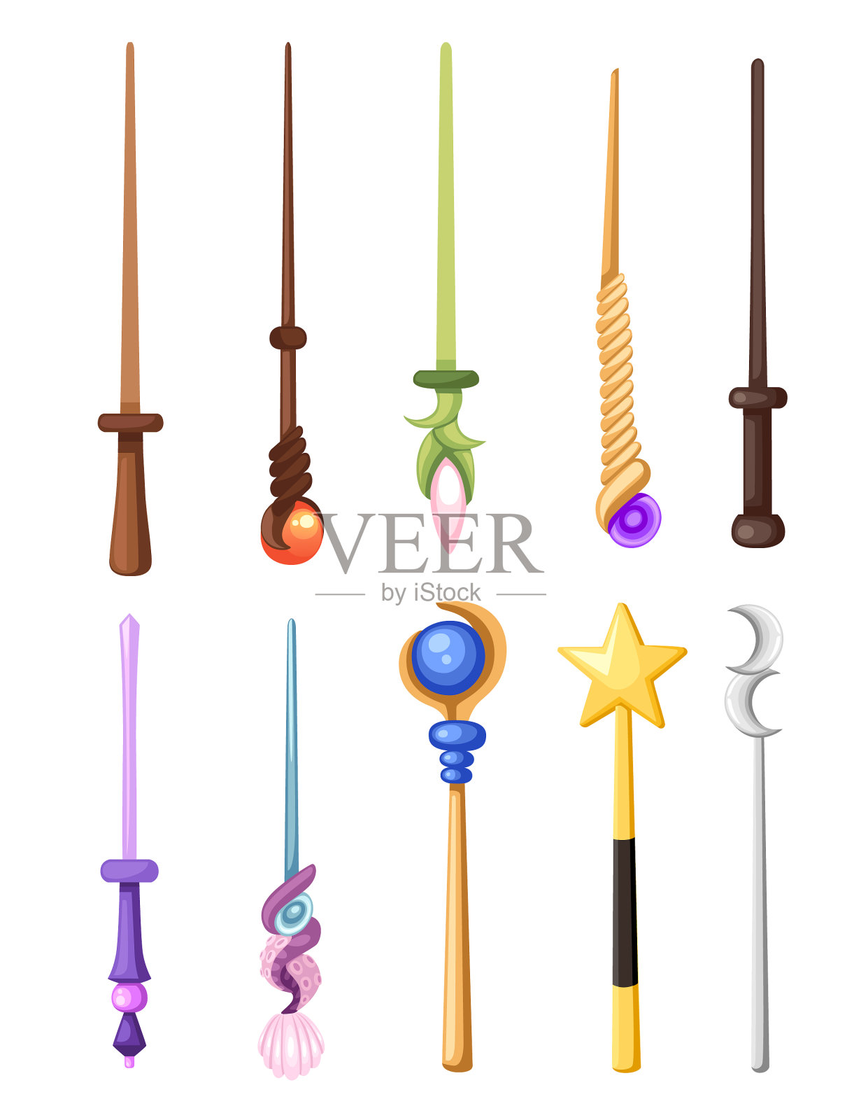 魔法棒集幻想职员收集魔法插画图片素材