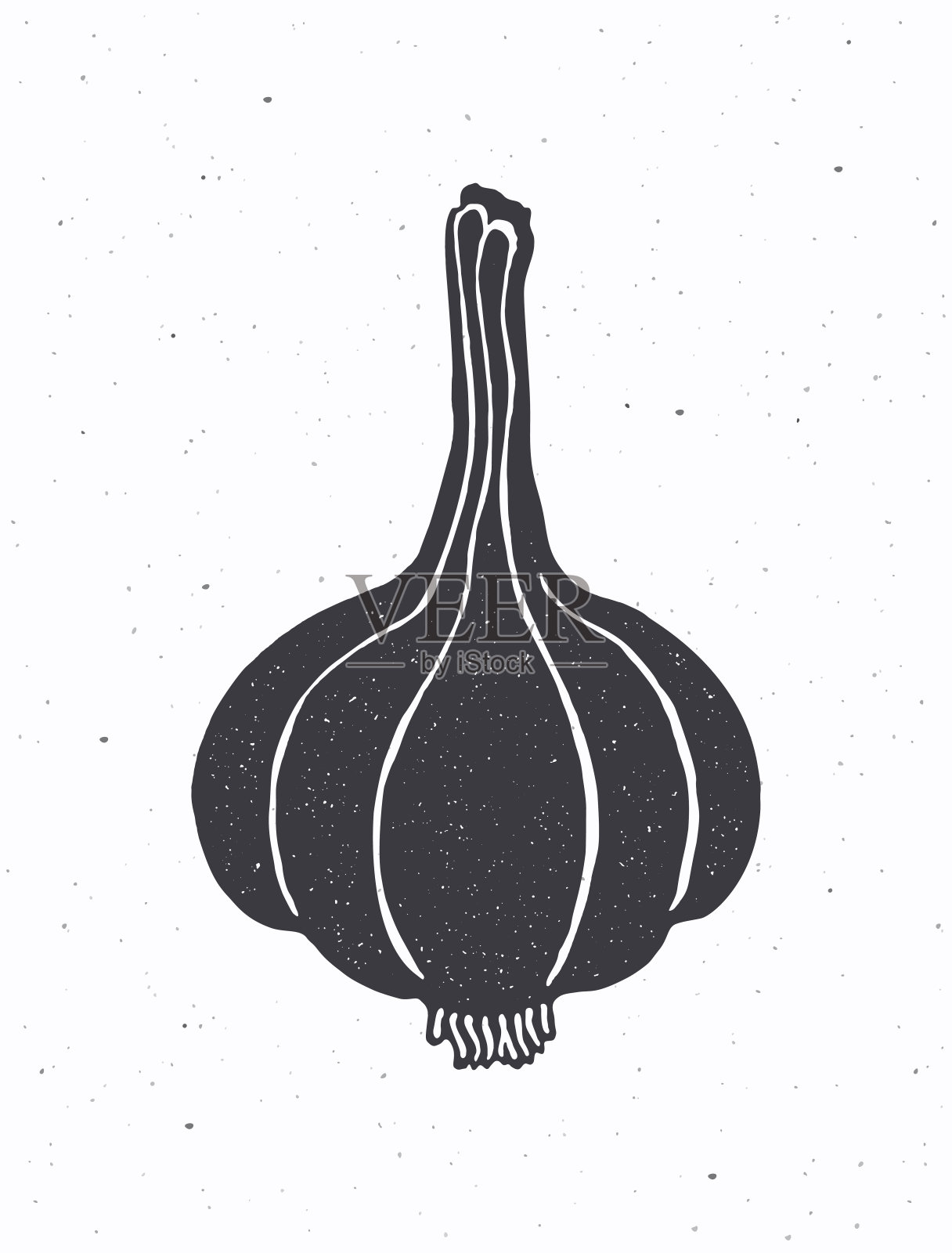 整个蒜头的剪影。矢量插图。蔬菜沙拉调料。健康的素食。插画图片素材