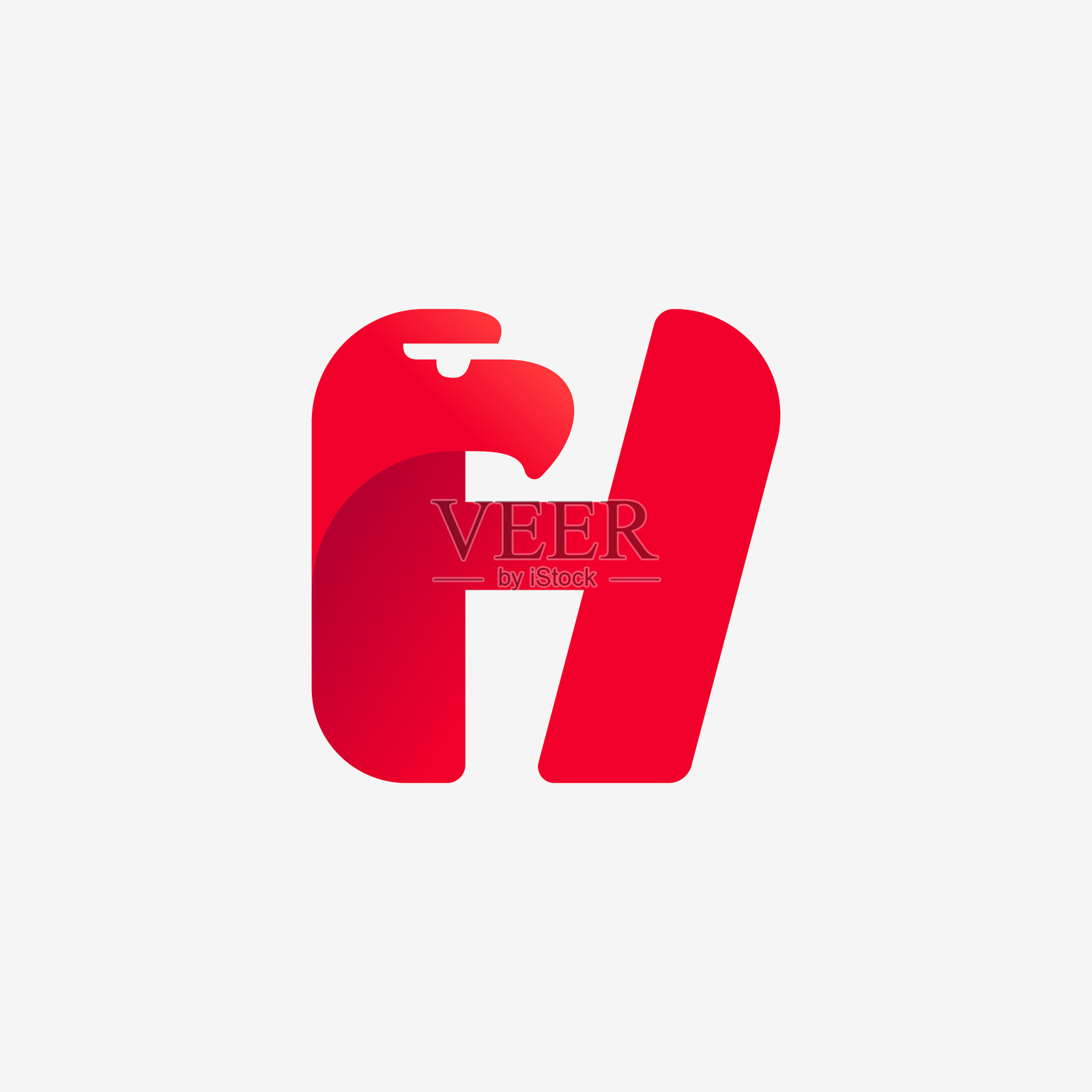 标志上有鹰头的H字母剪影插画图片素材