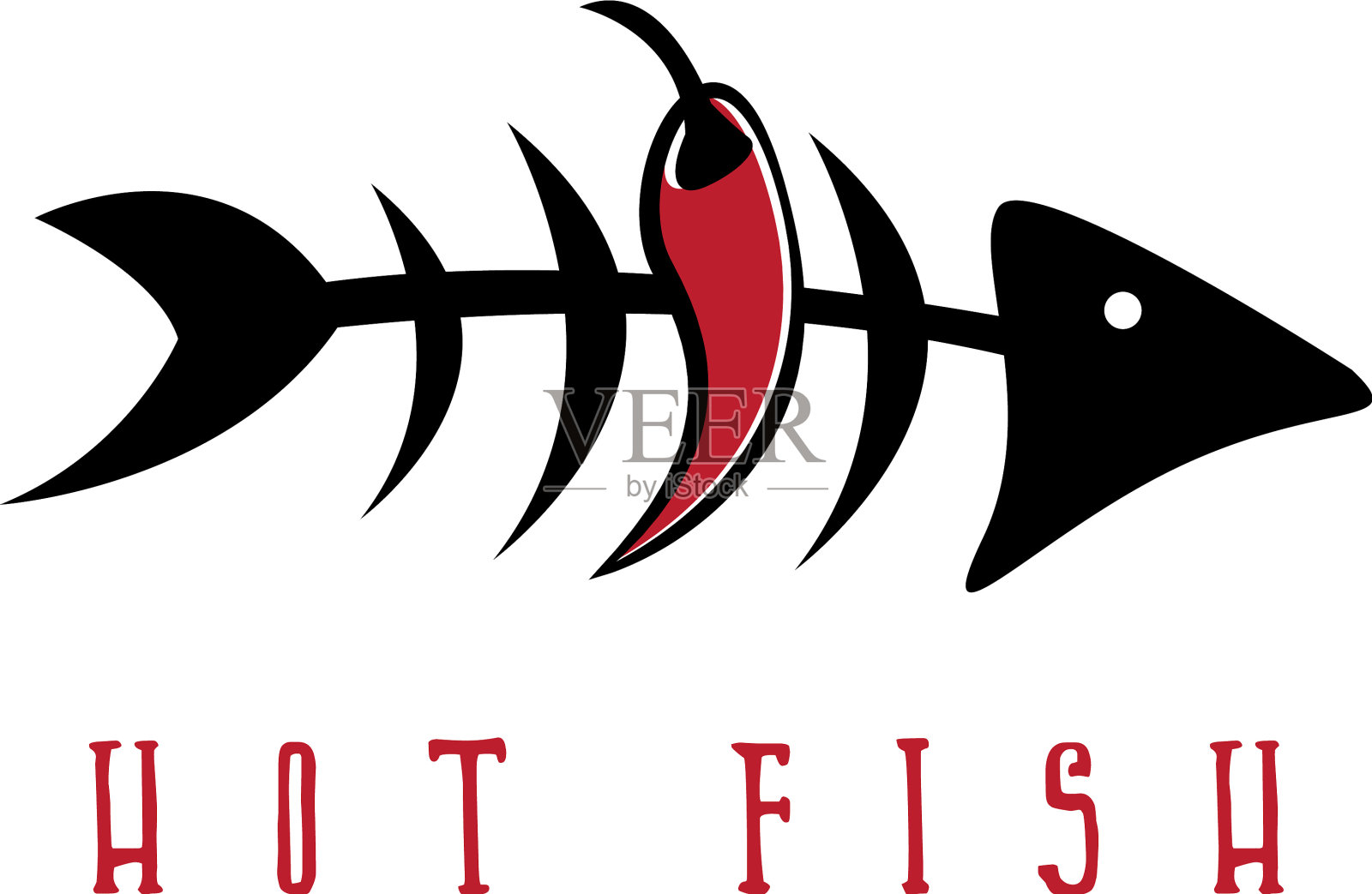 鱼骨架辣椒设计模板设计元素图片