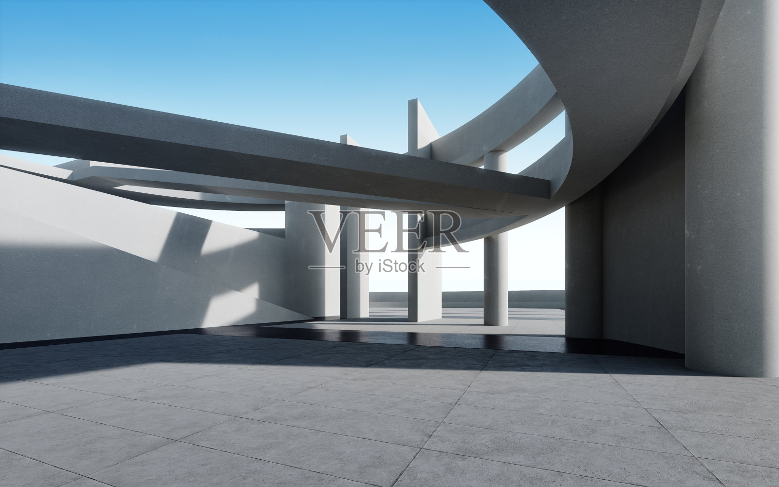 空的水泥地面作为停车场。照片摄影图片