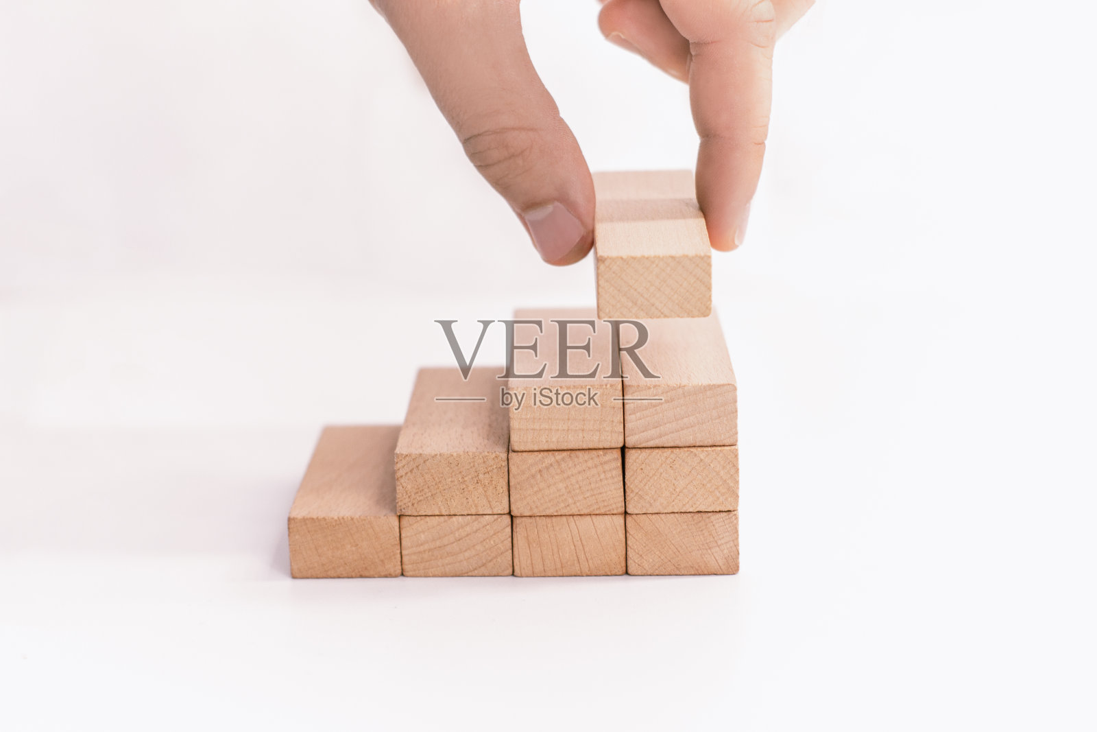 木块堆砌增长业务。关键成功因素的领导要素概念照片摄影图片