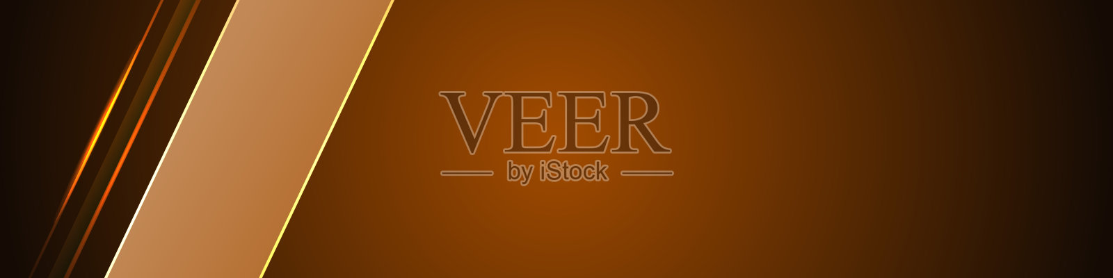 深棕色抽象横幅与黄色光线的空白。黑暗豪华未来现代科技背景。插画图片素材