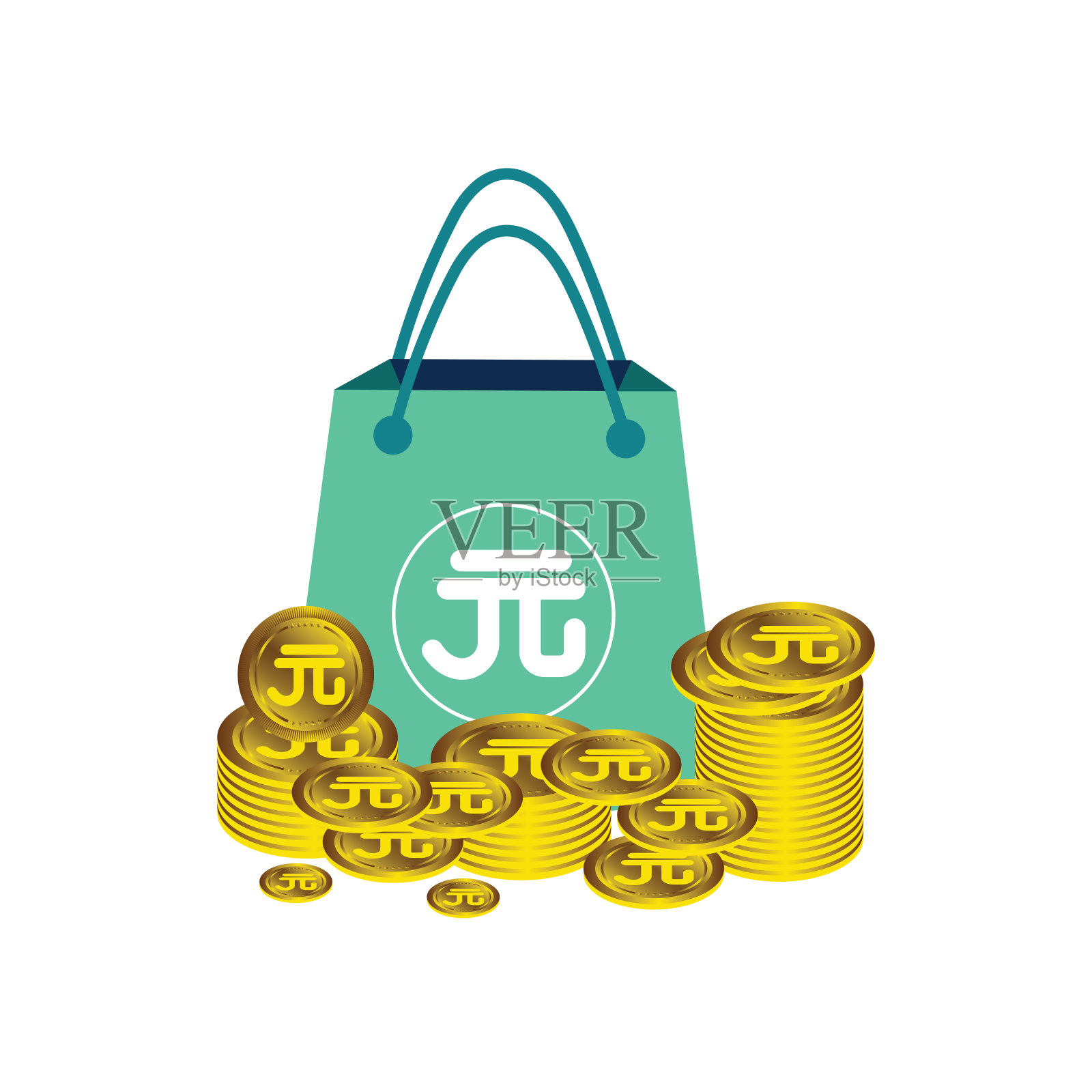 人民币硬币钱袋图标插画图片素材