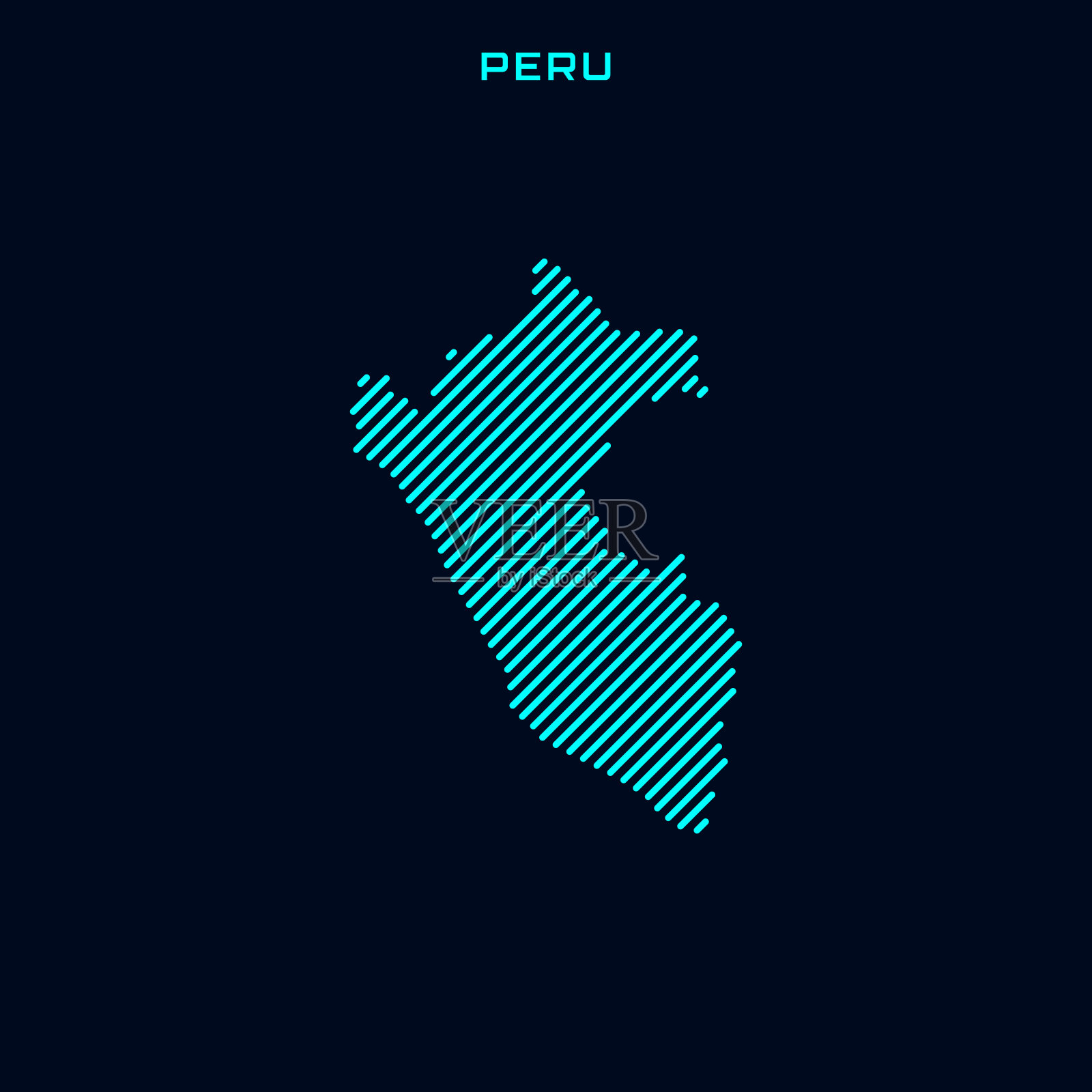 条纹地图秘鲁矢量股票插图设计模板。插画图片素材