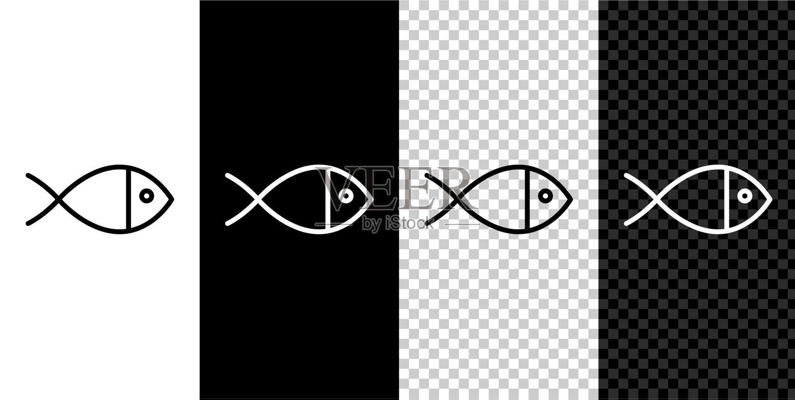设定线基督教鱼符号图标孤立上图标素材